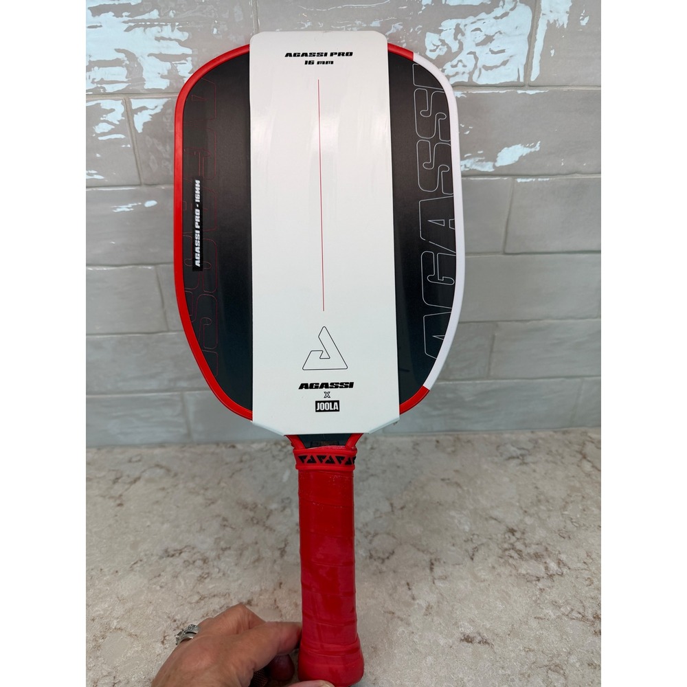 JOOLA Agassi Pro 16mm Pickleball Paddle Red White Black Andre Agassi Signature